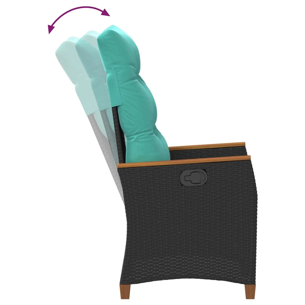 Sedia da giardino reclinabile Nero e Turchese polyrattan 42026868