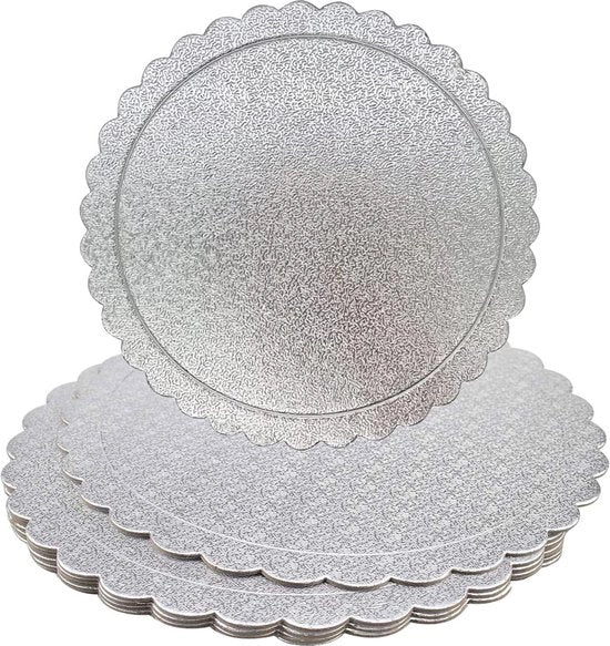 Tavola di cottura per torte ronde in acciaio inossidabile, 25 cm, con supporto per torte trasportabili, 5 pezzi, 1,5 mm, 18/8, non-stick, 100% food-grade, 5 pz.