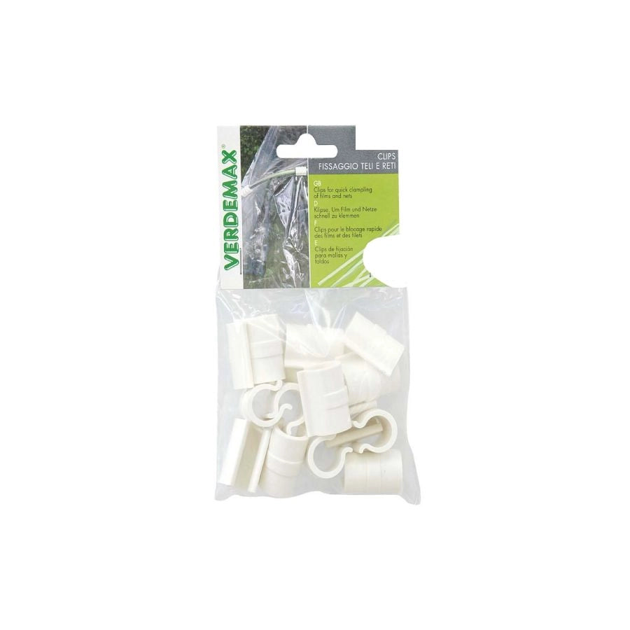 CLIPS FISSAGGIO TELI E RETI PER GIARDINO IN PVC ANTIURTO 30 PEZZI DIAMETRO 8MM
