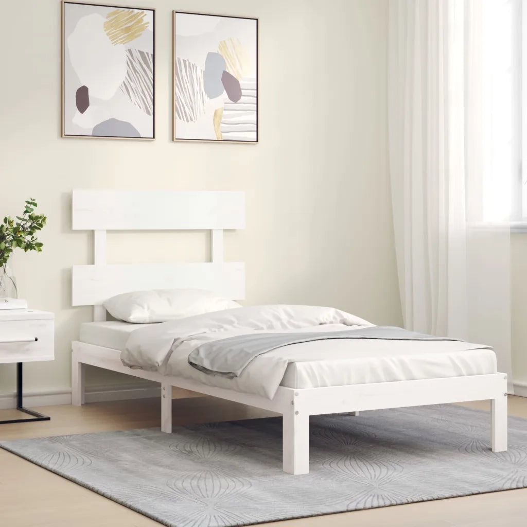 Giroletto senza Materasso-Struttura Letto Bianco 90x200 cm Legno Massello Pino 611859