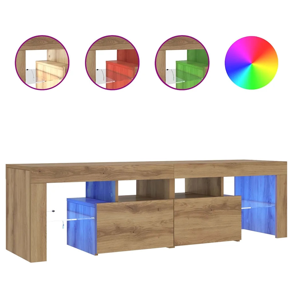 Mobile Porta TV con LED Artigianale 140x36,5x40 cm Multistrato 856304
