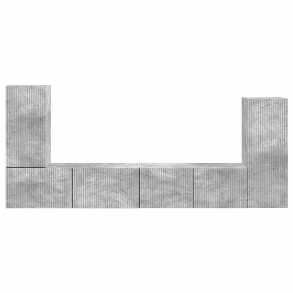 Set mobile TV 4 pcs Grigio cemento Legno multistrato 3409117