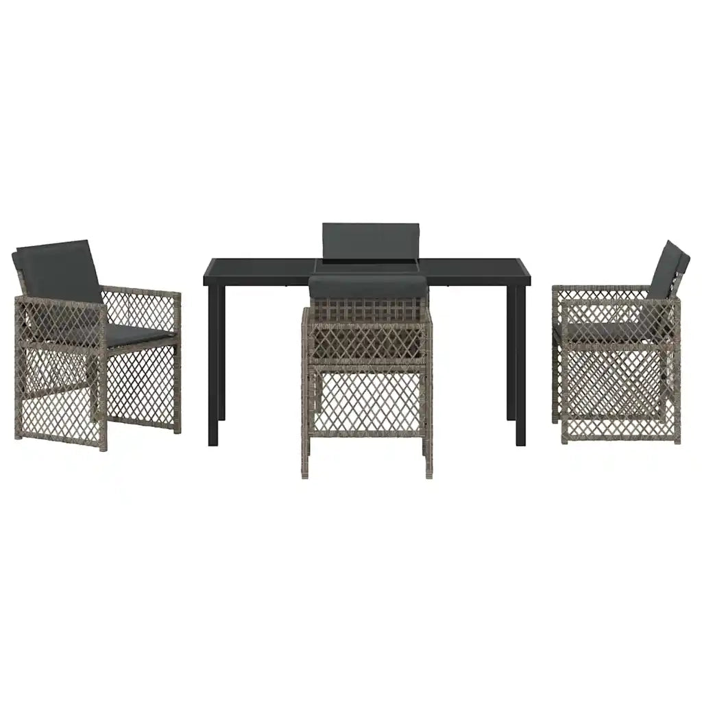 Set da Pranzo per Giardino 5 pcs Grigio polyrattan