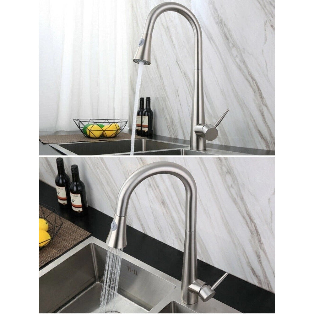 Trade Shop - Miscelatore Rubinetto Monocomando Lavello Cucina Con Doccetta A Canna Alta 52692 -