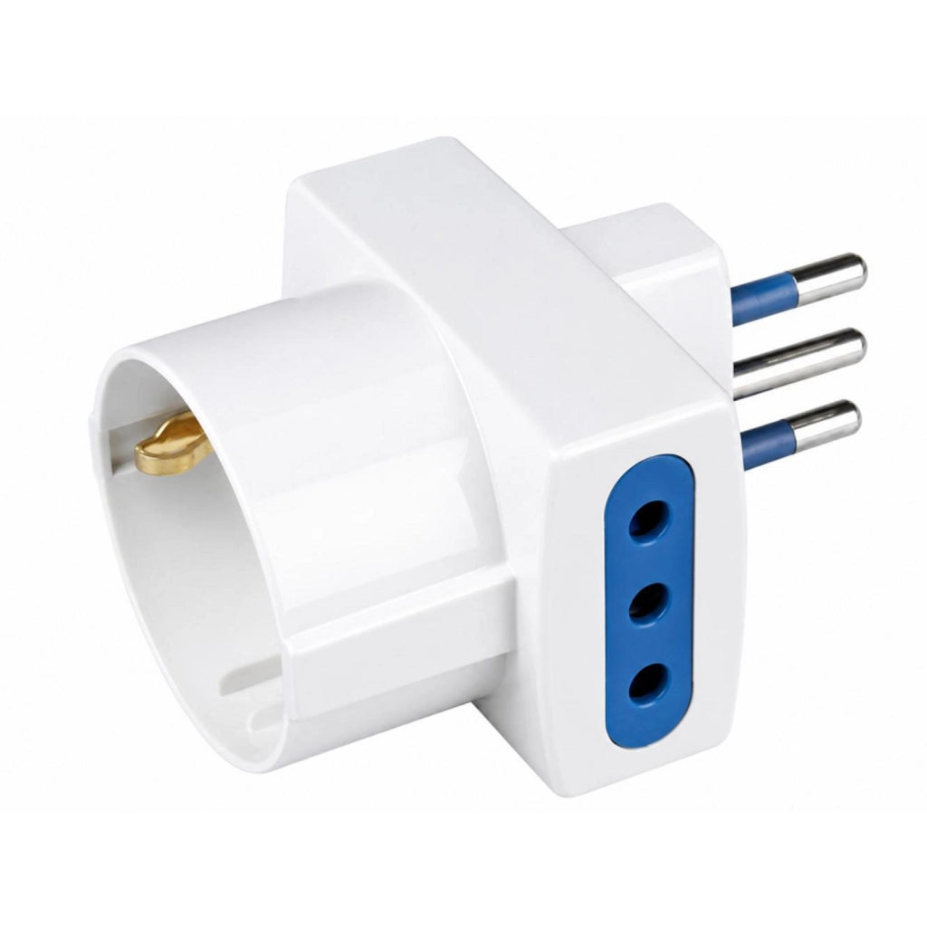 EcoPrice Adattatore Triplo 1 Schuko +2 10A Spina 2P+T 10A W