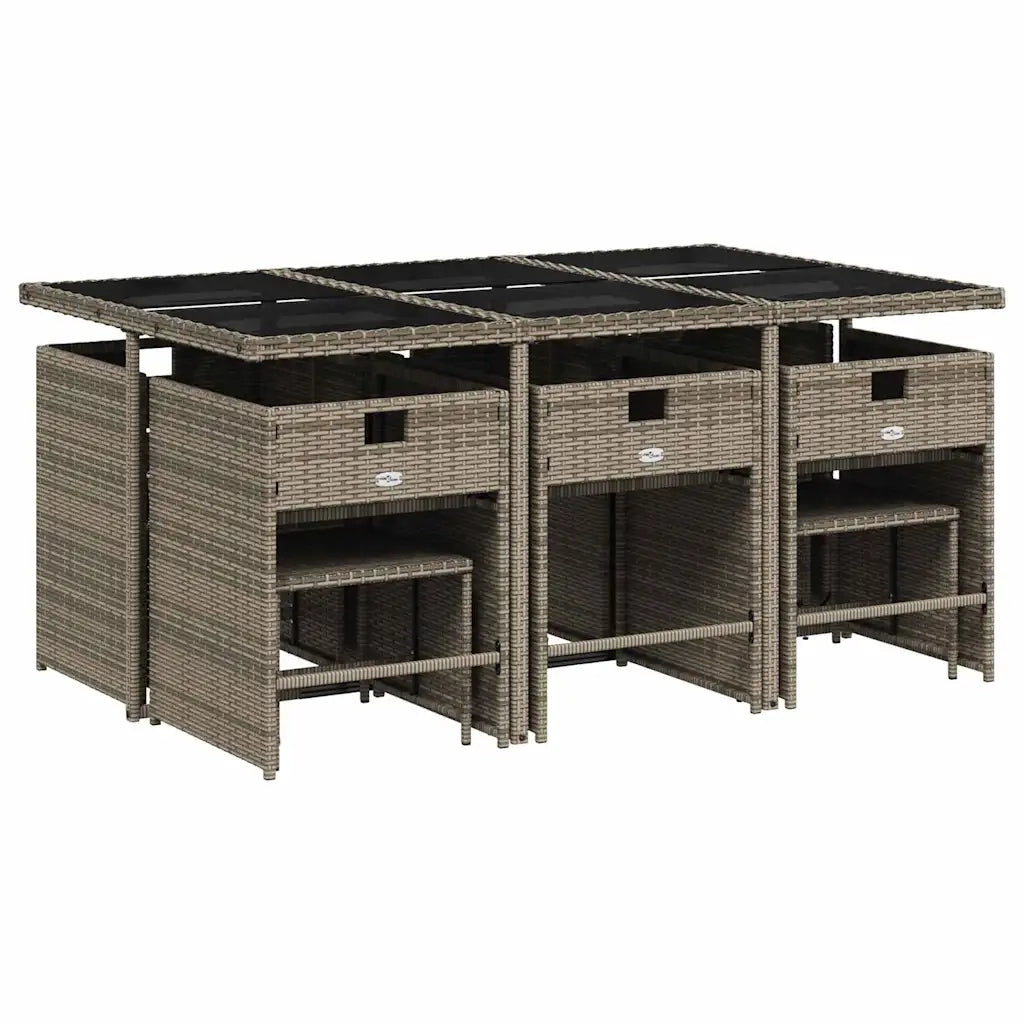 Set da Pranzo da Giardino 11pz con Cuscini in Polyrattan Grigio 3277915