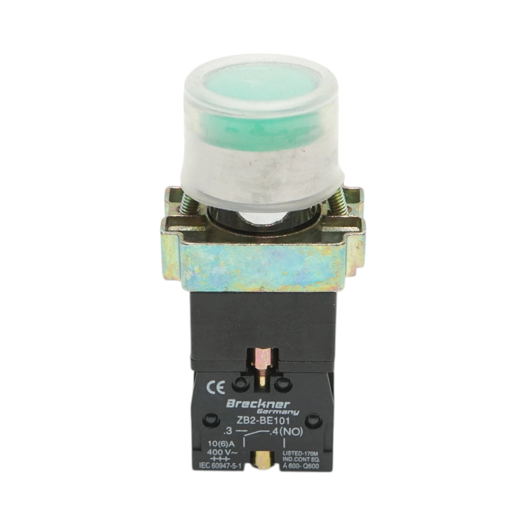 Lampada di segnalazione con alimentazione diretta verde e protezione 1NO, 220V, IP65, LAY5 Breckner Germany