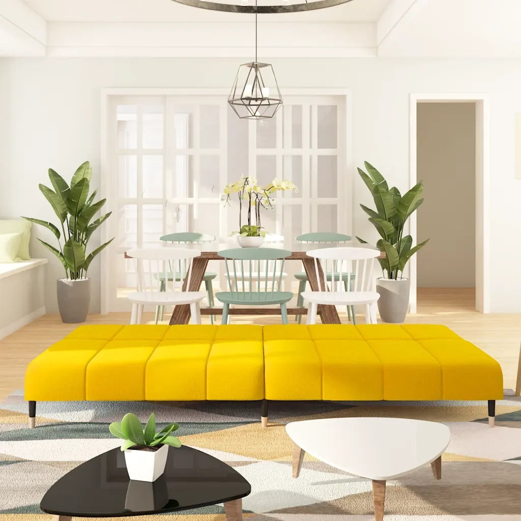 Divano letto | Sof¨¤ letto | Letto singolo a 2 Posti Giallo in Velluto