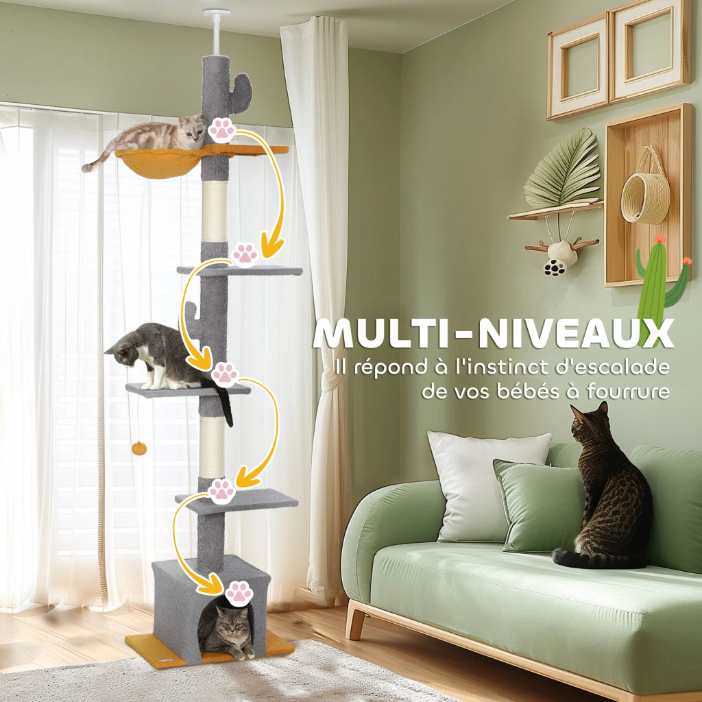 Arbre ¨¤ chat per gatti ¨C zephmum ¨C grigio chiaro 275 cm