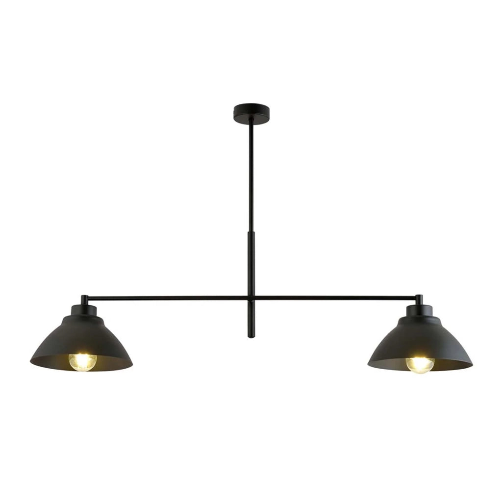 Lampadario Minimal Castore Acciaio Nero 2 Luci E27 Ip20
