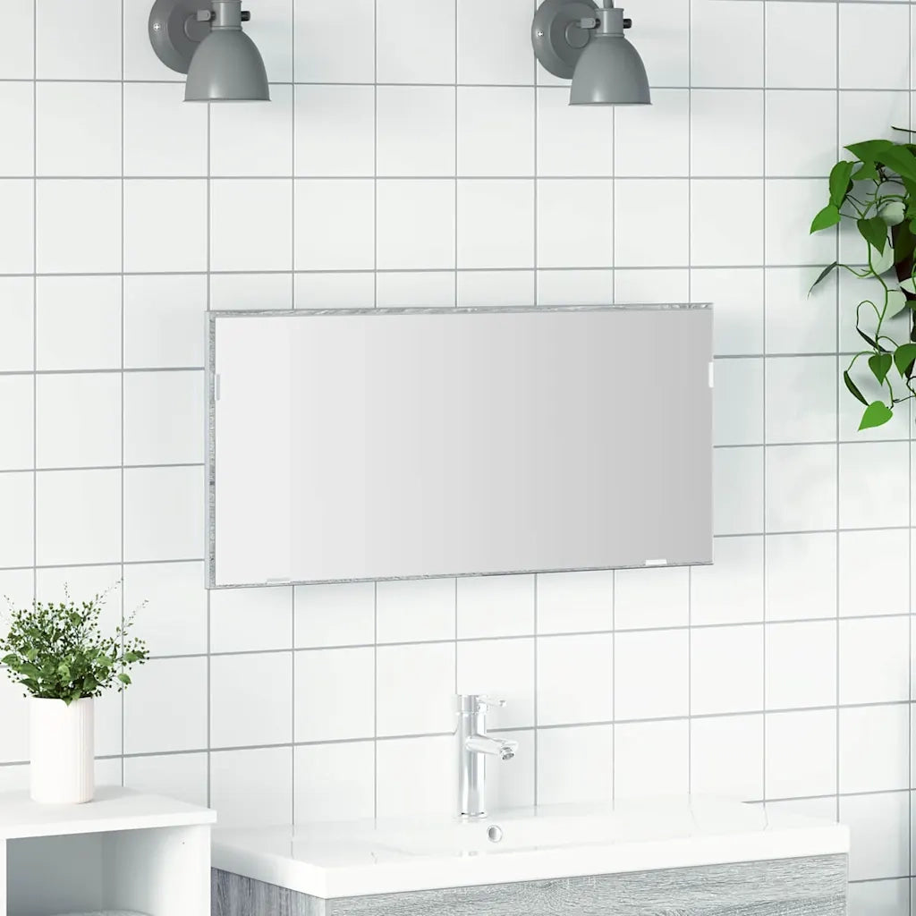 Specchio con luci a strisce a LED Grigio sonoma alto 80 x 37 cm 863304