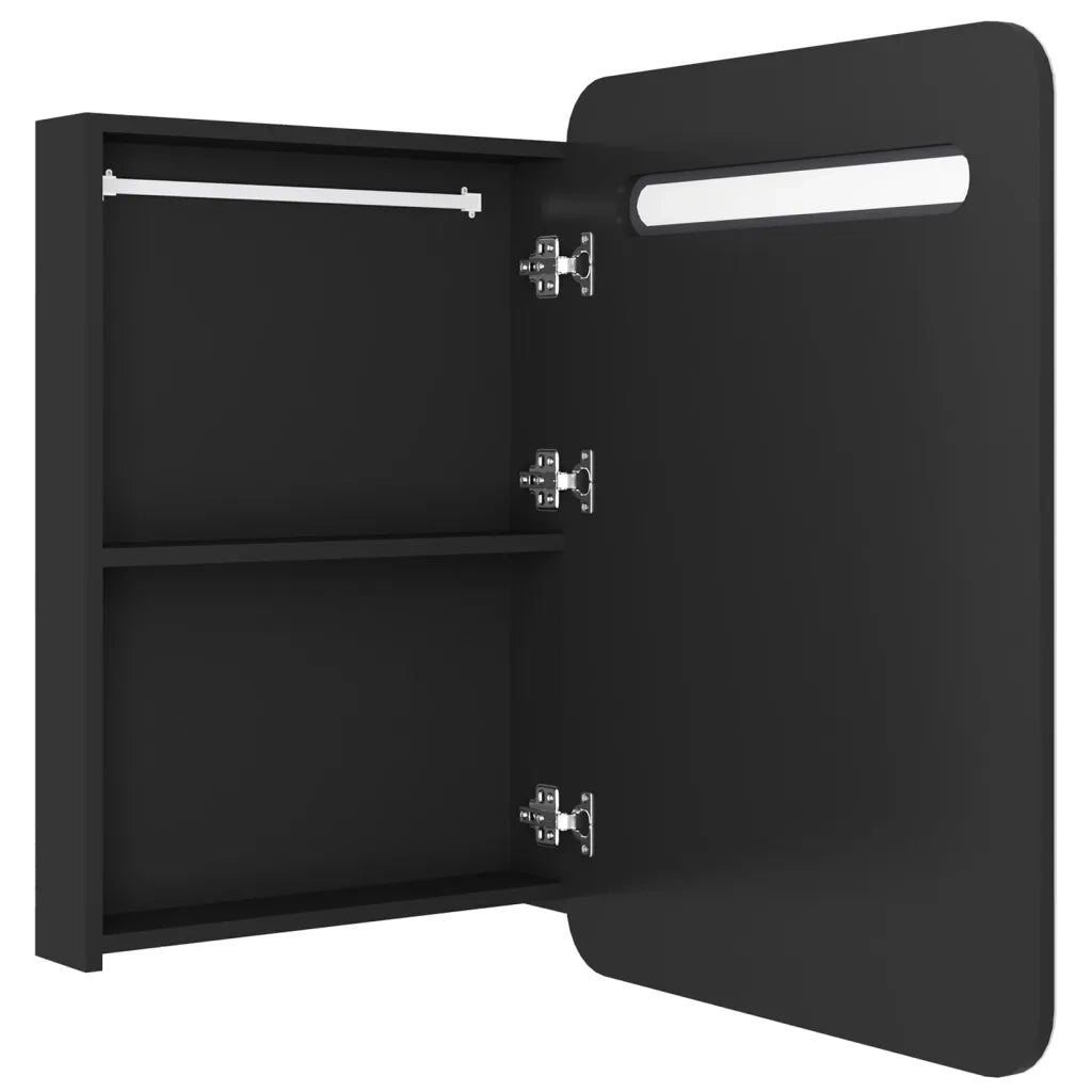 Armadietto a Specchio | Armadio da bagno con LED Nero 60x11x80 cm in MDF