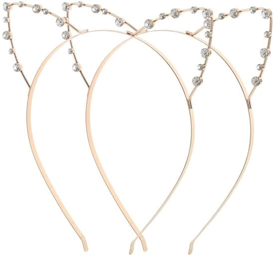 Accessorio per capelli per gatti 2 pezzi - Fascia dorata per capelli - Accessorio leggero - Accessorio per capelli portatile - Adatto per feste - Disegno carino - Accessorio per capelli per gatti