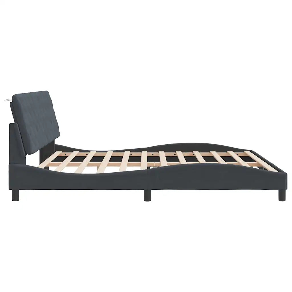 Letto matrimoniale | Letto per adulti | Giroletto senza Materasso Grigio Scuro 200x200 cm Velluto