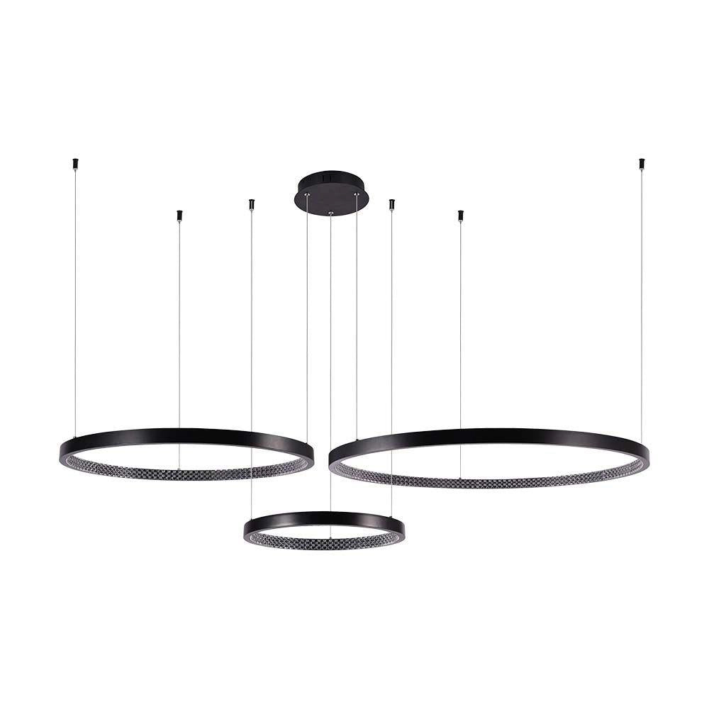Lampada a sospensione LED 3 anelli nera 3000K V-TAC