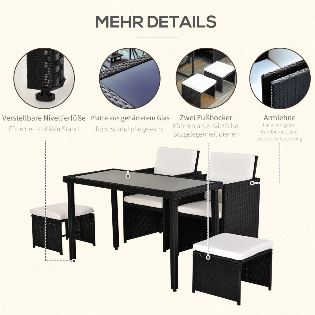 Set da giardino polyrattan 11 pezzi con cuscini ¨C zephmum ¨C nero