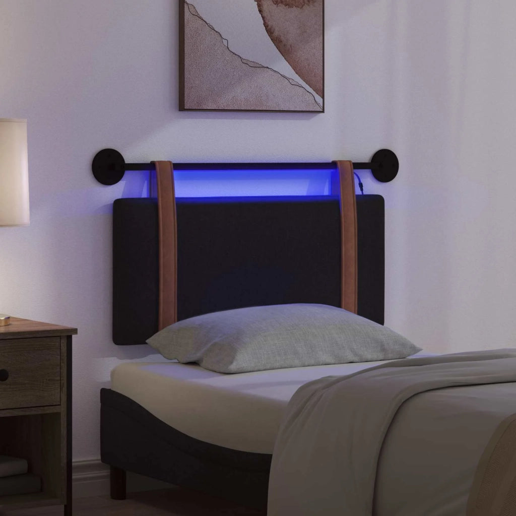 Testiera sospesa Con luce LED Nero PU Antico 3423866