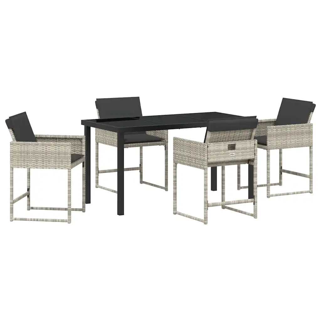 Set da Pranzo per Giardino 5 pcs Grigio chiaro polyrattan