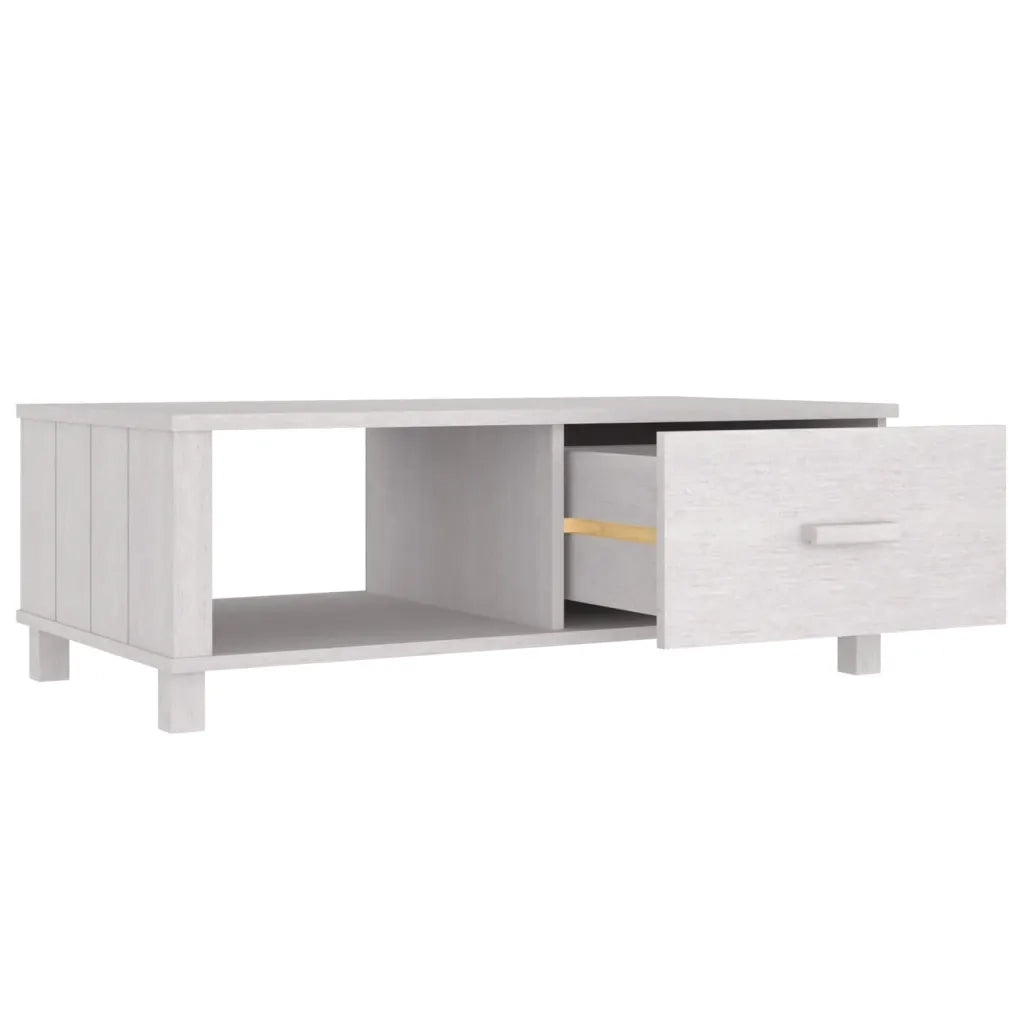 Tavolino-Tavolino da soggiorno-Tavolo HAMAR Bianco 100x55x35 cm in Legno Massello di Pino