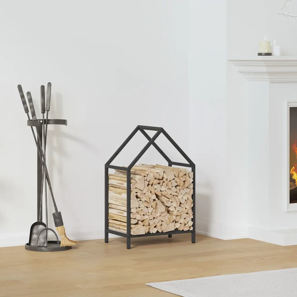 Rastrelliera per Legna da Ardere Nera 40x25x60 cm 864291