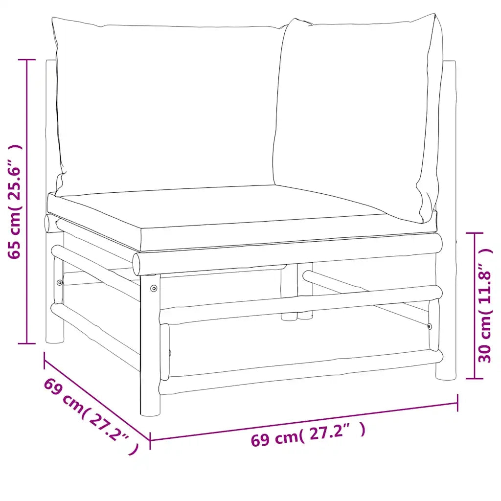 Set Salotto da Giardino 2pz con Cuscini Tortora Bambù 362284