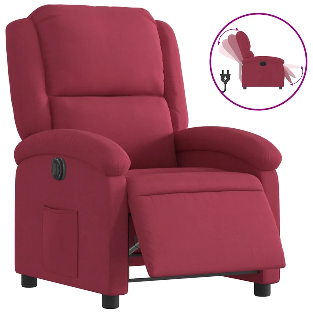 Poltrona Elettrica Reclinabile Rosso Vino in Tessuto 3204283