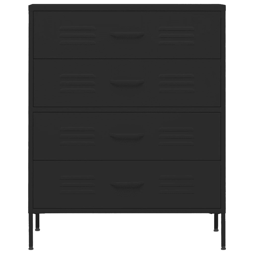 Cassettiera Nera 80x35x101,5 cm in Acciaio