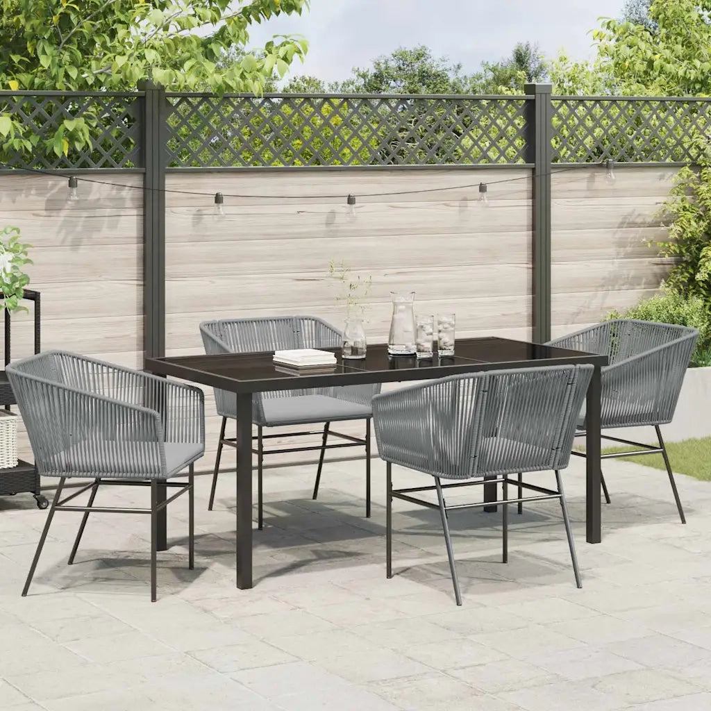 Set da Pranzo per Giardino con cuscino 5 pcs Grigio