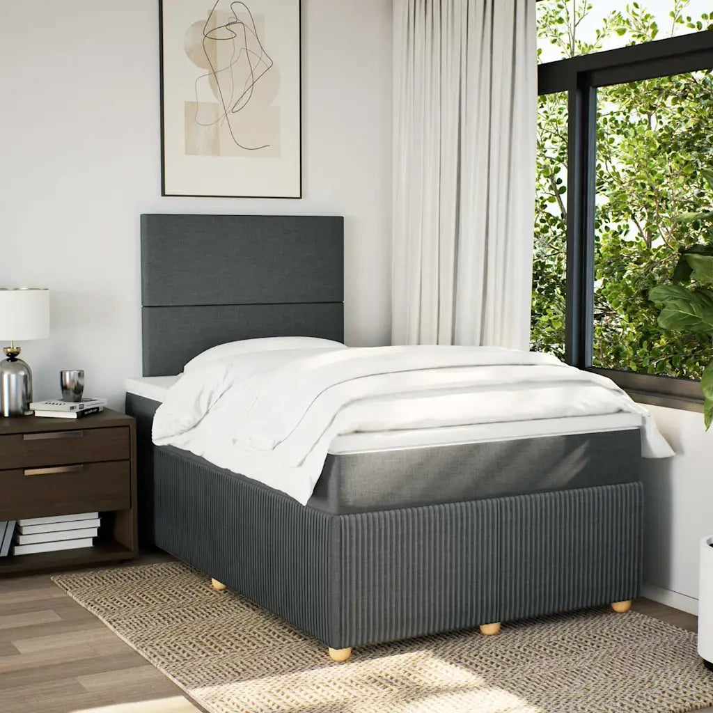 Giroletto a Molle con Materasso Grigio Scuro 120x200 cm Tessuto 3294317