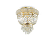 Plafoniera Classica Dubai Metallo-Cristallo Ottone 3 Luci E14