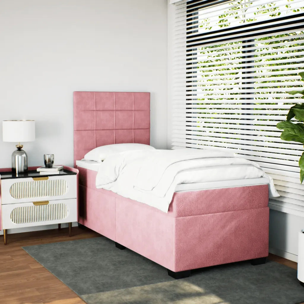 Giroletto a Molle con Materasso Rosa 90x190 cm in Velluto 3290791