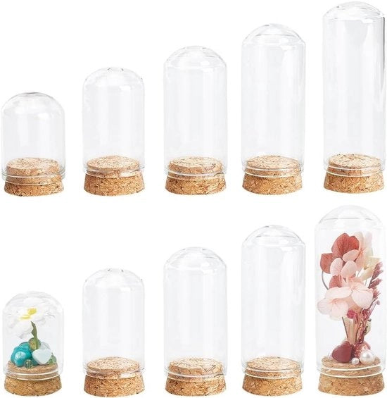 Cloche in Vetro con Base in Legno per Decorazione di Matrimonio - Cloche in Vetro - Mini Domo di Presentazione - Cloche Artigianale in Vetro - Favorito per Natale