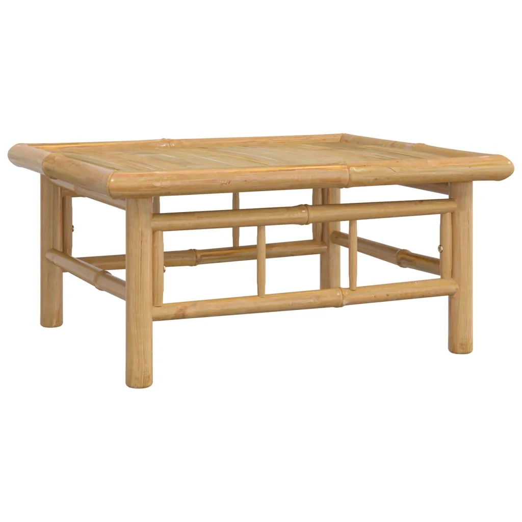 Set Salotto da Giardino 11pz con Cuscini Bianco Crema in Bambù 3155193