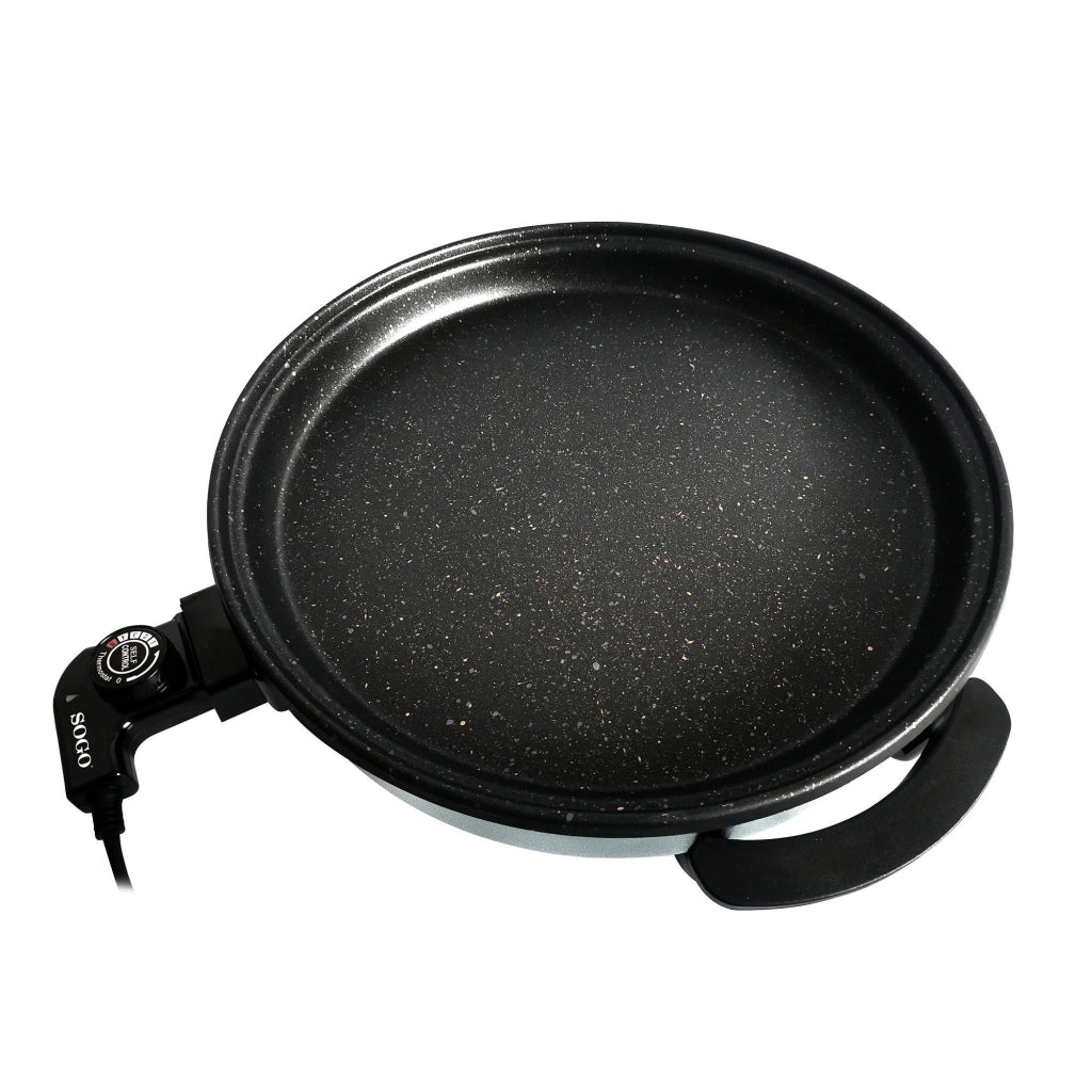 Padella elettrica multifunzione 42 cm con coperchio in vetro, termostato regolabile 240°C rivestimento antiaderente pietra 1500W - Sogo