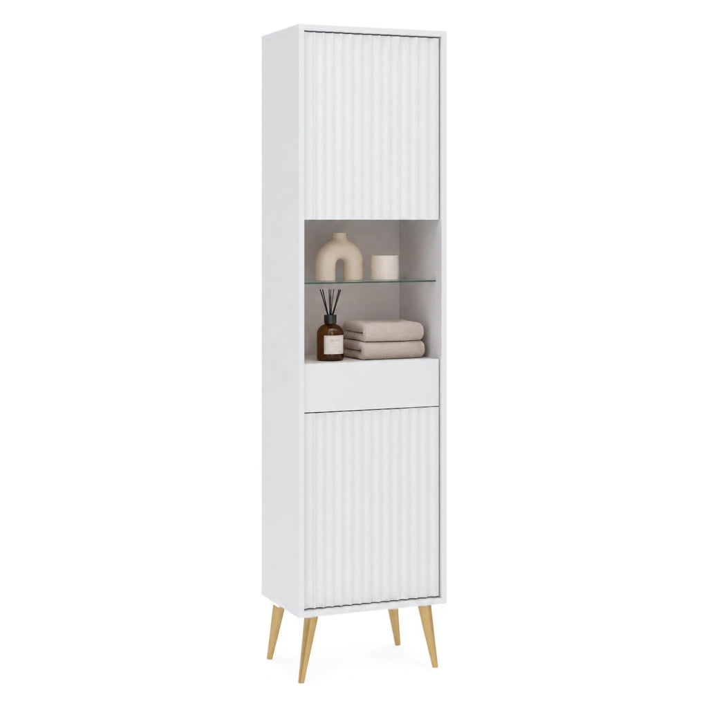 Mobile Espositore Lenagaba, Vetrina 3 Ripiani, 47x40x193h cm Bianco