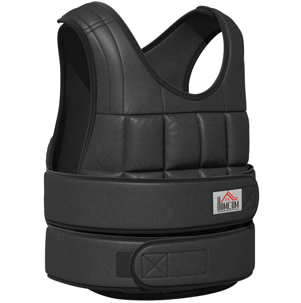 Pettorina Pesi Regolabile 30 kg con 35 Sacchetti di Peso in Oxford Nero 60x50 cm per Allenamento Fitness