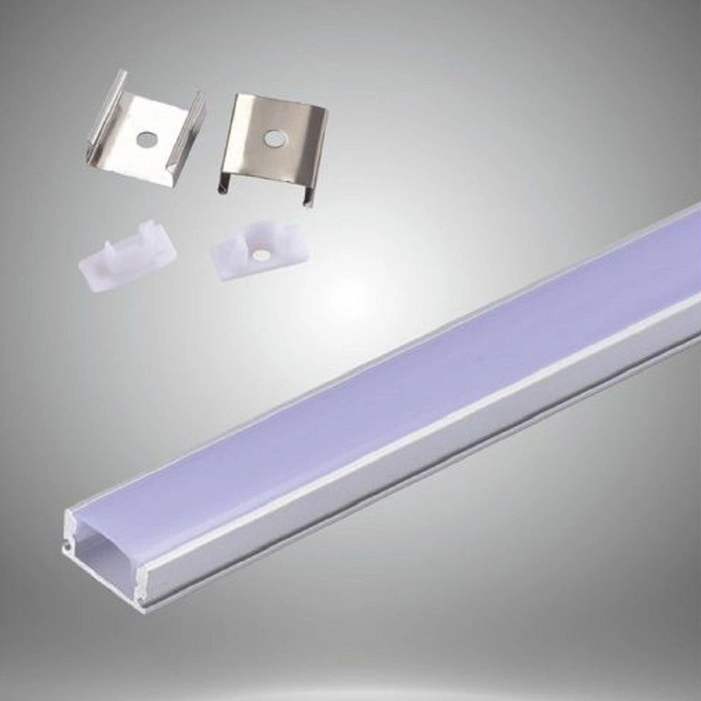 Trade Shop - Profilo In Alluminio 2 Mt Incasso Per Strip Led Con Copertura Plastica Al-03 -