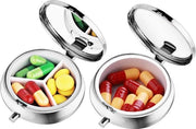 Portatile contenitore per pillole 3 sezioni piccolo contenitore per pillole da viaggio contenitore per pillole con specchio organizzatore per pillole mini retro per portafoglio dispensatore di medicinali scatola metallica per conservazione