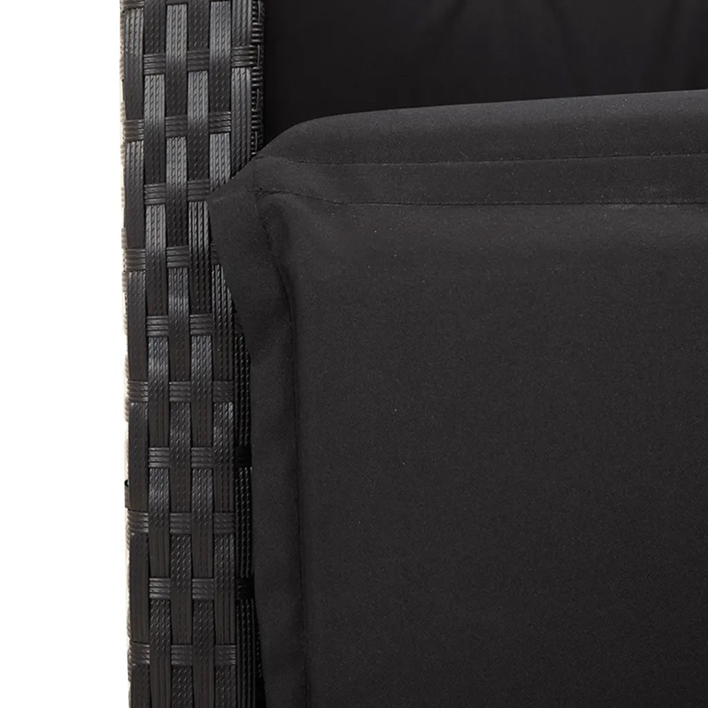 Set da Pranzo da Giardino 5 pz Nero con Cuscini in Polyrattan 3212907