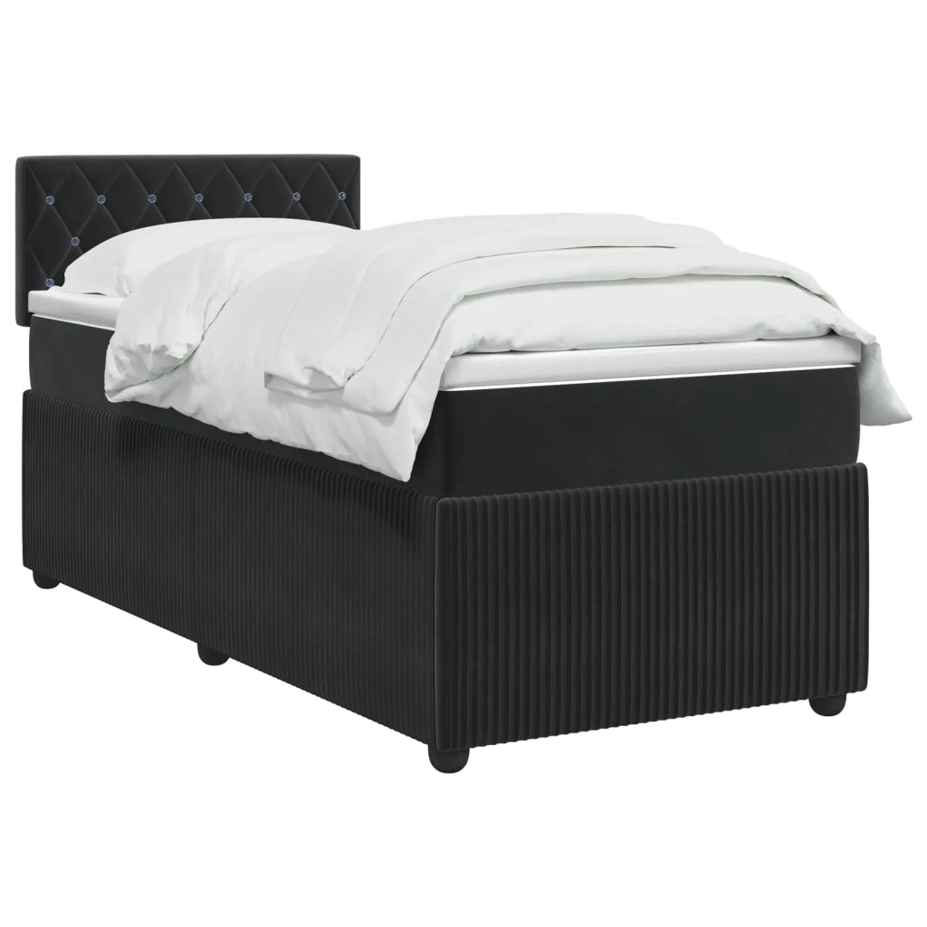 Letto box spring con materasso Nero 100 x 200 cm Velluto 3451615