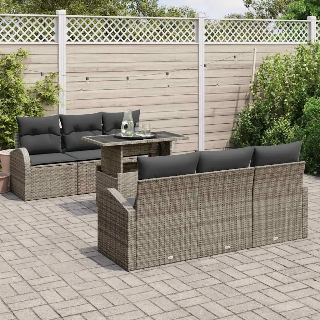 Set Divano da Giardino 7 pcs Grigio Rattan in Polipropilene 3357302