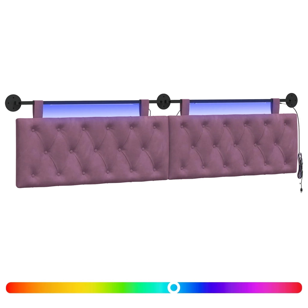 Testiera | Testata sospesa Con luce LED Viola Velluto