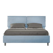 Letto matrimoniale con rete imbottito 160x190 microfibra azzurro Sleeper