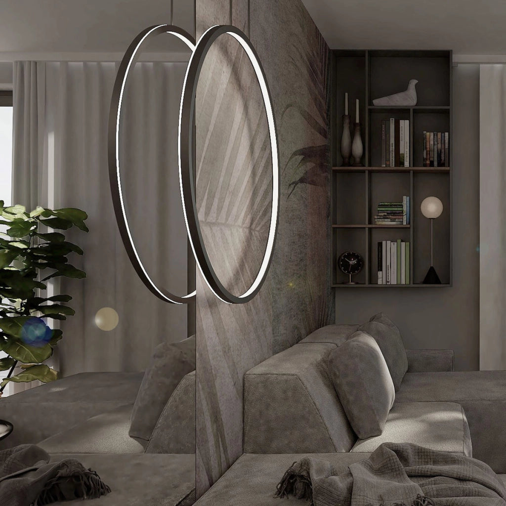 Sospensione ring LED nera Ø60 22W CCT IP44 Mirror Prestige