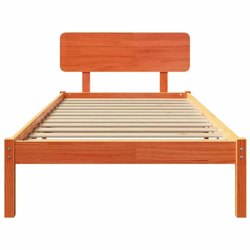 Letto singolo | Letto per adulti | Struttura del letto Marrone cerato 90 x 190 cm Pino massello
