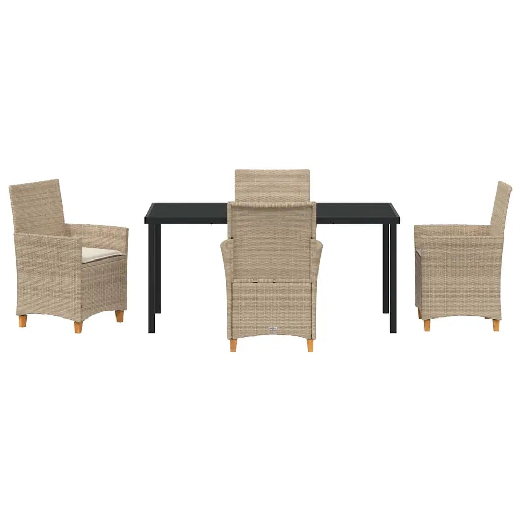 Set da Pranzo per Giardino 5 pcs Beige polyrattan