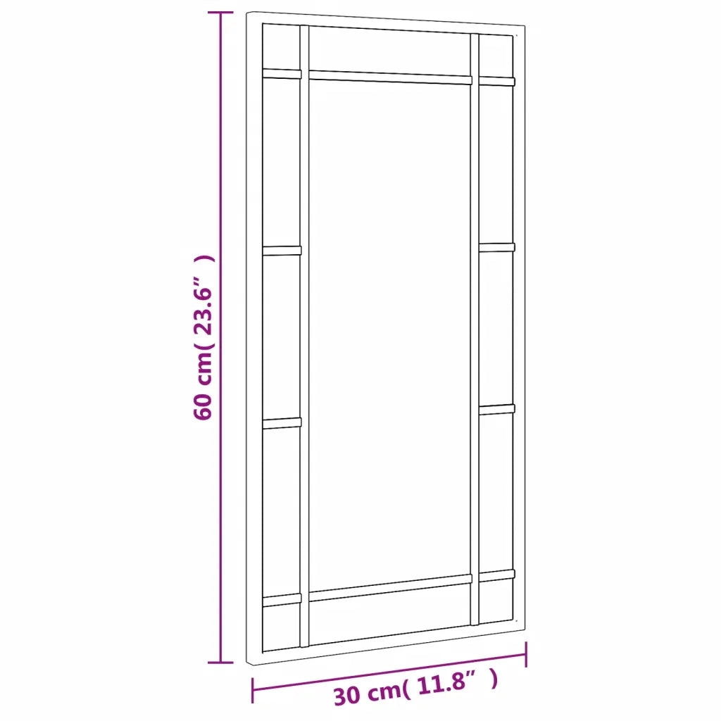 Specchio da Parete Nero 30x60 cm Rettangolare in Ferro 358628