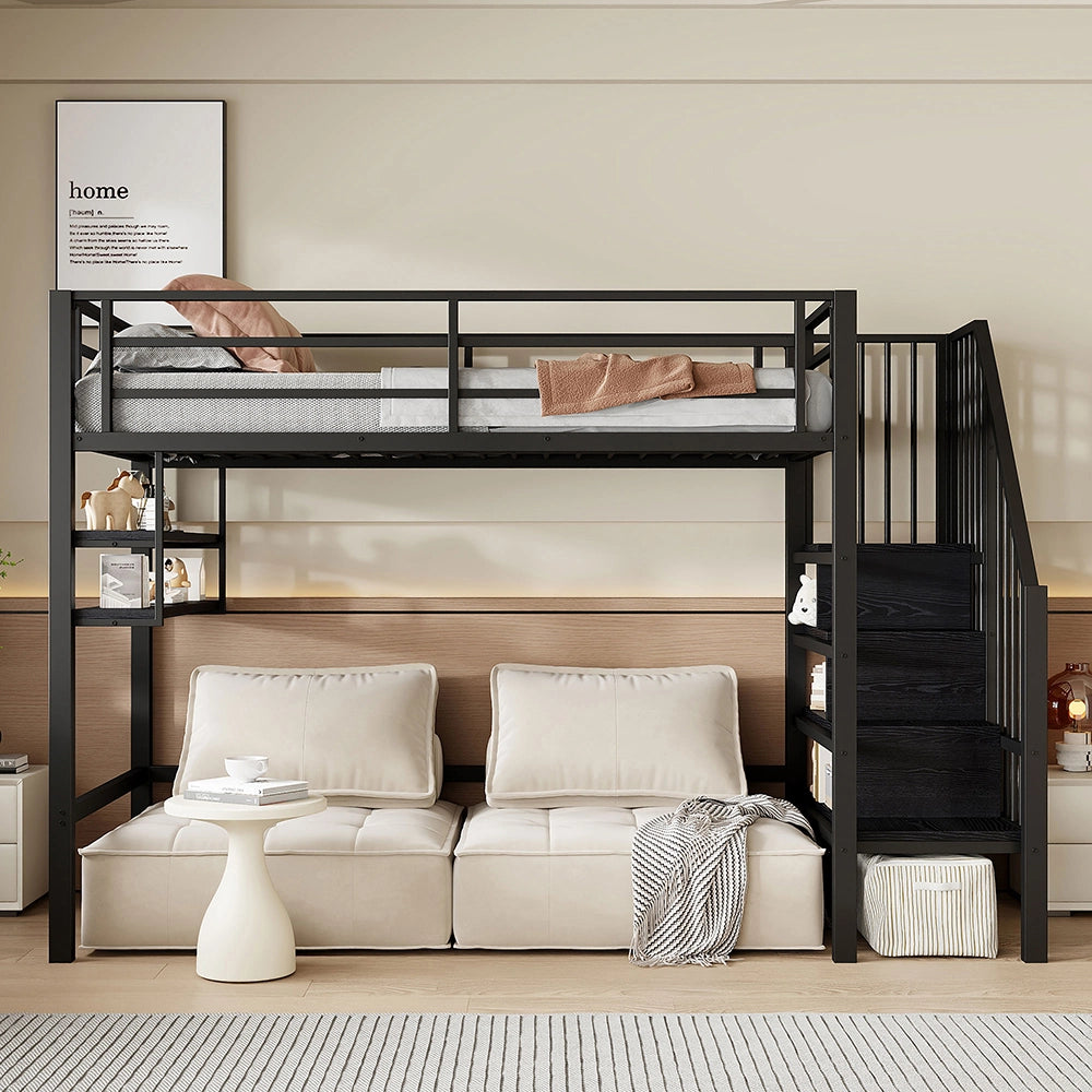 Letto a soppalco - Xylo - 90x200 cm contenitore nero