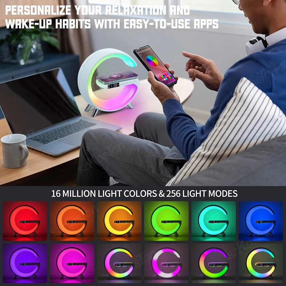Trade Shop - Lampada Led Caricabatteria Wireless Cassa Speaker Bluetooth Musica Altoparlante -
