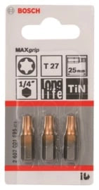 2607001695 - Kit 3 inserti da avvitamento T27 , 25mm , max grip